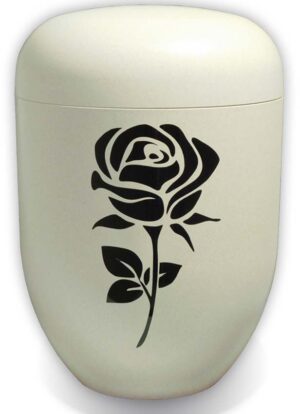 Urne sandfarbig Dekor Rose 0004