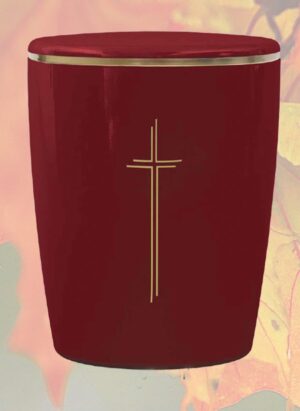 Urne rubinrot, Kreuz gold 03191
