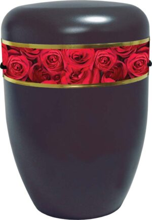 Urne schwarz, Dekor Rose 20174