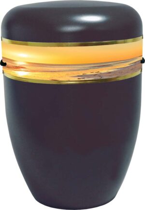 Urne schwarz, Dekor Sonnenuntergang 20178