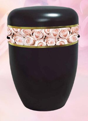 Urne schwarz, Dekor Rose 20201