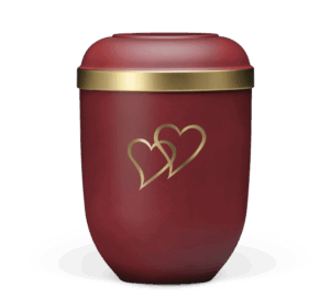 21333 HZ GB Weinrot-Velours, Goldrand, Dekor Herzen in Gold