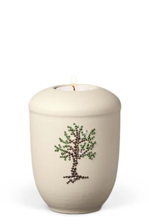 27621-MI    Keramik, Elfenbein-Beige, Baum natur