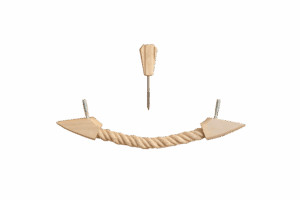 351/GEBUTTERT Holzgriffe mit Seil, gebuttert