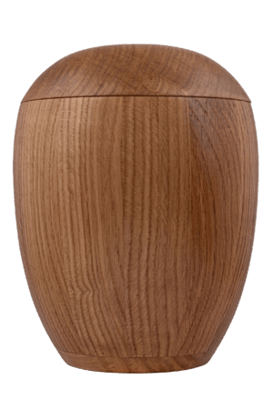 SA-3810 Holzurne, runde Form, Eiche, natur lackiert