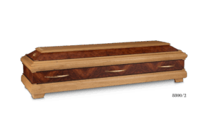 8800/2  Italienische Olivenholztruhe massiv Wurzelholzeinlage rot inkl. 770 MESS.BLANK