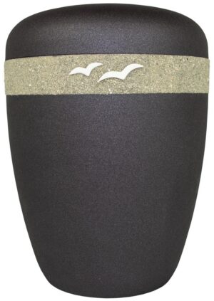 15 FH-2008/D32  Biourne, glint-midnight-black lackiert, Design 'Sand + Möwen'