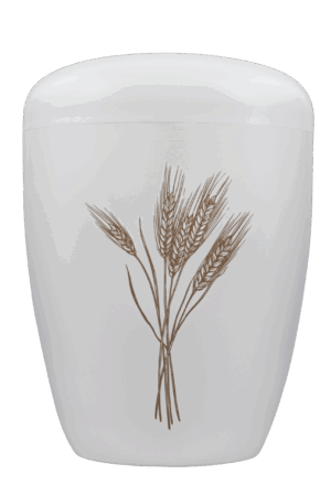 15 FH-5001  Biourne, weiß lackiert, Laser- gravuer "Ähren" braun