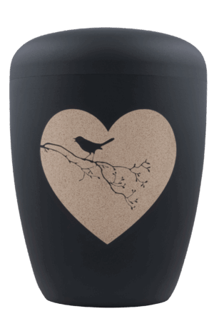 15 FH-5007  Biourne, glint-stone-grey lackiert, Lasergravur "Herz m. Vogel"