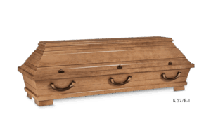 K 27/R-1  Kiefernsarg 2Stab rustikal dunkel gebeizt