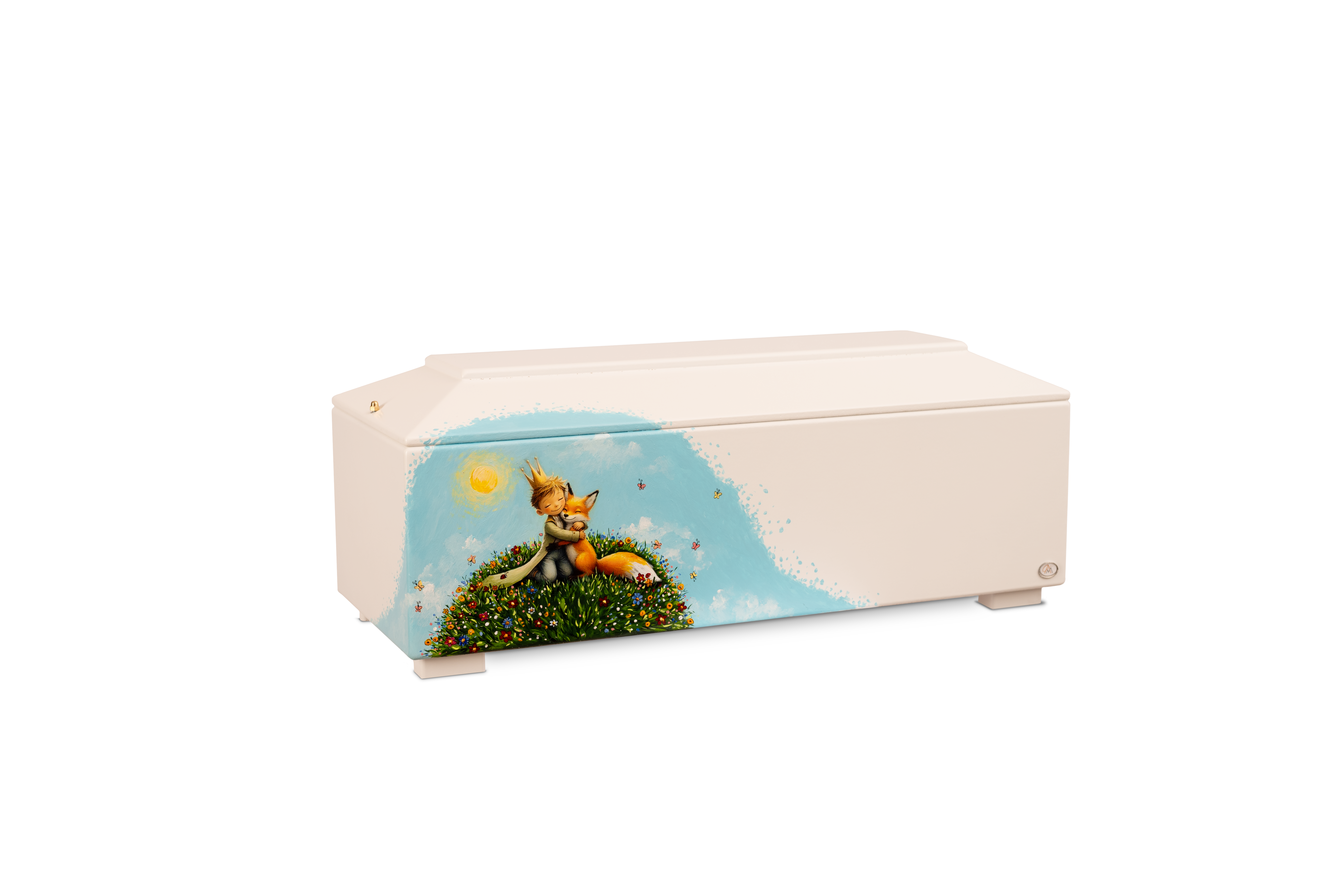 S-EM-45/Prinz+Fuchs  Kindersarg handbemalt inkl. Innenausschlag