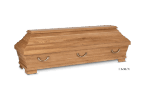 E 660/N  Eichensarg massiv natur hohe Setzleiste gefräst