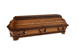 TE 24/RA  Eichensarg Wulst rust.-altd. Tulpenschnitzung