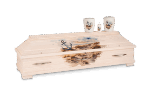 "Anker" - Set, ein Sarg + 1x Urne + 1x Kerze