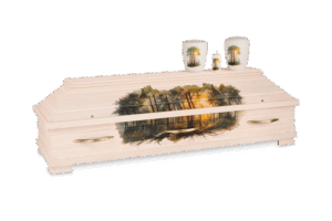 "Wald" - Set, ein Sarg + 1x Urne + 1x Kerze