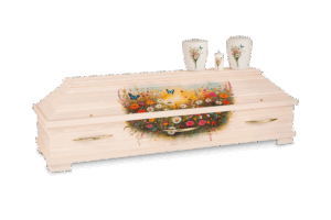 "Blumenwiese" - Set, ein Sarg + 1x Urne + 1x Kerze