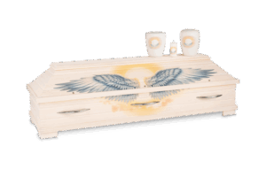 "Engelsflügel" - Set, ein Sarg + 1x Urne + 1x Kerze