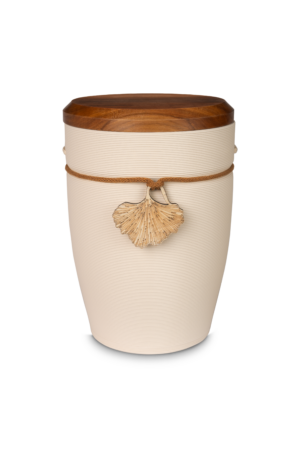 102401  Andenken Ginkgo creme mit Nussbaumdeckel