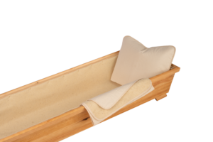 SW 051  Deckengarnitur inkl. Kissen, Lino natur (ungebleicht) - eingefasst, 150 g/m² Schurwoll-Füllung